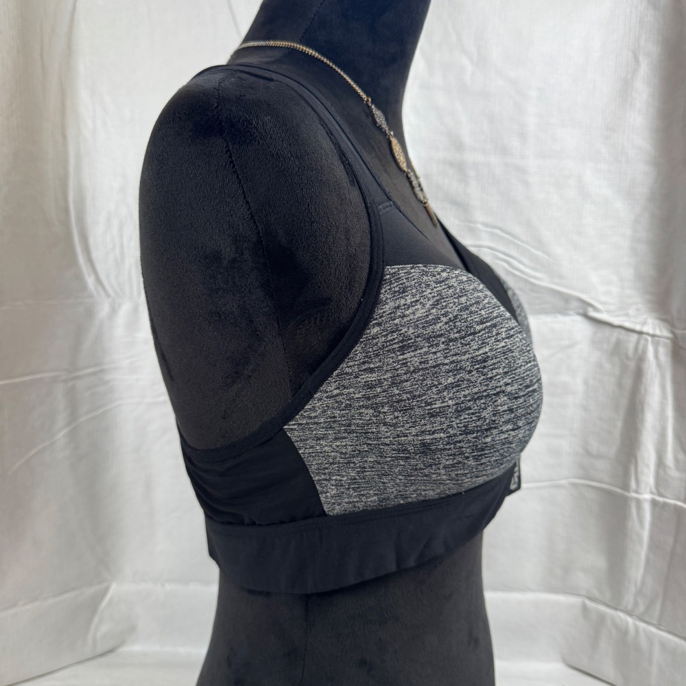 PINK Victoria's Secret Women's Sports Bra Heathered Gray Hook Eye Racerback - Picture 4 of 5